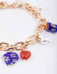 Gold Multi Charm Bracelet - link has visual effect only