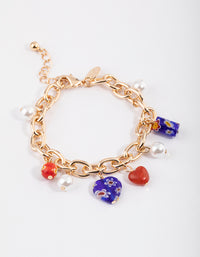 Gold Multi Charm Bracelet - link has visual effect only