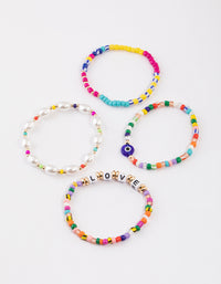 Beaded Evil Eye Pearl Stretch Bracelet Pack - link has visual effect only