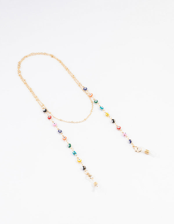 Gold Evil Eye Beaded Glasses Chain