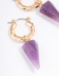 Gold Amethyst Triangle Hoop Earrings - link has visual effect only