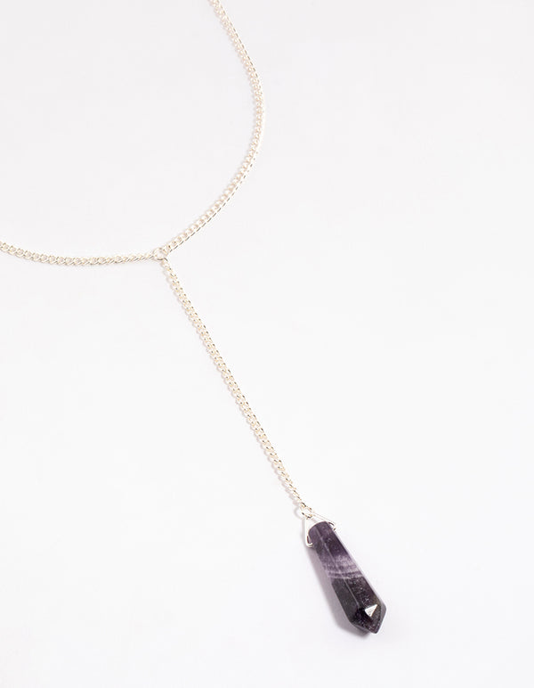 Silver Amethyst Long Y-Necklace