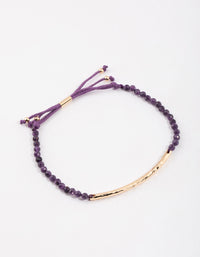 Gold Amethyst Facet Beaded Bar Toggle Bangle - link has visual effect only