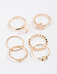 Gold Rose Quartz Skinny Ring Pack - link has visual effect only