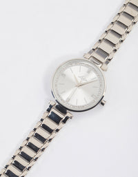 Rhodium Classic Diamante Link Watch - link has visual effect only