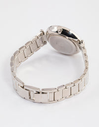 Rhodium Classic Diamante Link Watch - link has visual effect only