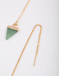 Gold Green Aventurine Triangle Thread Through Earrings - link has visual effect only