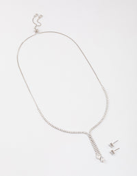 Rhodium Cupchain Y-Neck Jewellery Set - link has visual effect only