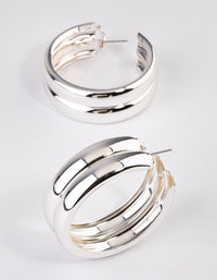 Silver Double Rib Hoop Earrings 40mm - link has visual effect only