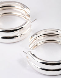 Silver Double Rib Hoop Earrings 40mm - link has visual effect only