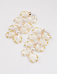 Gold Pearlised Petal Drop Earrings - link has visual effect only