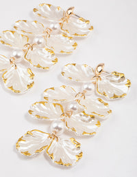 Gold Pearlised Petal Drop Earrings - link has visual effect only