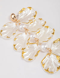 Gold Pearlised Petal Drop Earrings - link has visual effect only