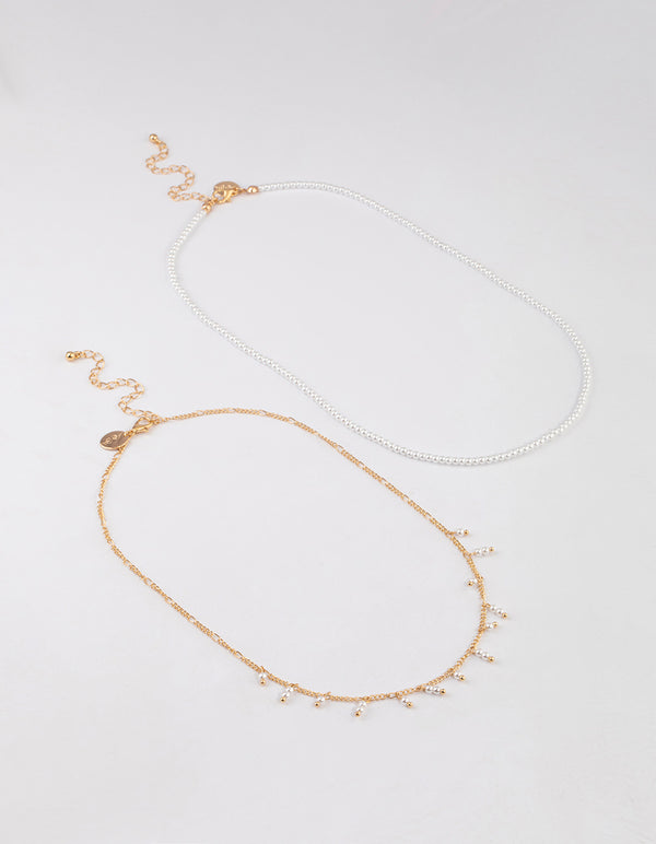 Gold Flower Pearl Layered Necklace - Lovisa