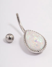 Surgical Steel Opal Pear Belly Ring - link has visual effect only