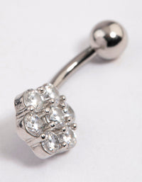 Surgical Steel Cubic Zirconia Chunky Flower Belly Ring - link has visual effect only