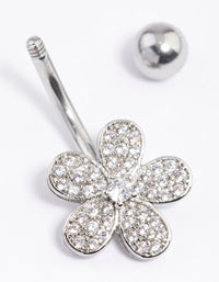 Surgical Steel Cubic Zirconia Pave Daisy Belly Ring - link has visual effect only