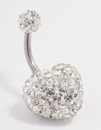 Surgical Steel Diamante Puffy Heart Belly Ring - link has visual effect only