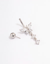 Surgical Steel Cubic Zirconia Butterfly Drop Belly Ring - link has visual effect only