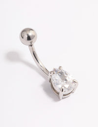 Surgical Steel Cubic Zirconia Pear Claw Belly Ring - link has visual effect only