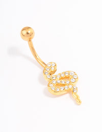 Gold Plated Surgical Steel Cubic Zirconia Serpent Belly Ring - link has visual effect only