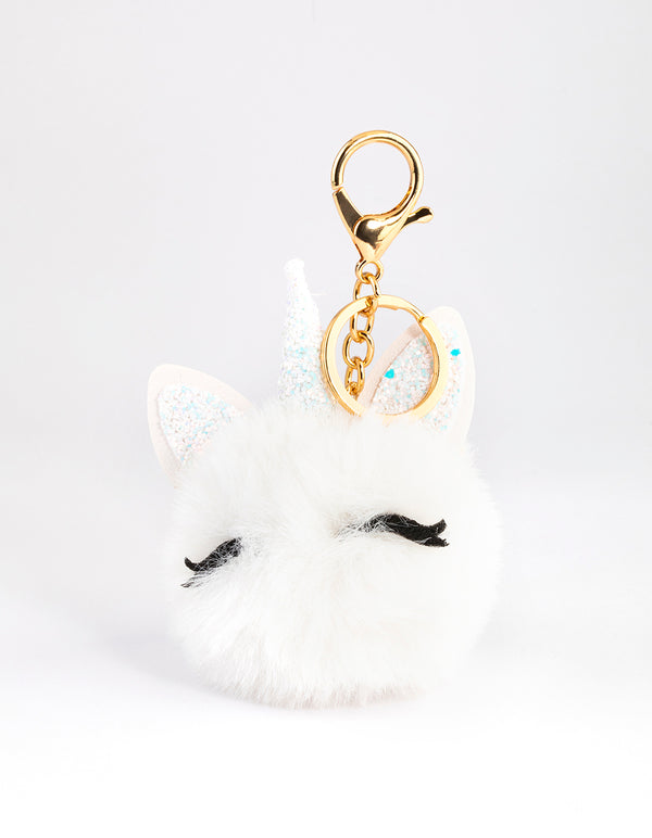 Kids Unicorn Pom Pom Key Ring