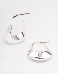 Silver Plated Rectangle Wide Hoop Earrings - link has visual effect only