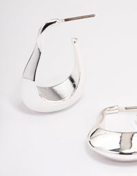 Silver Plated Rectangle Wide Hoop Earrings - link has visual effect only