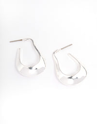 Silver Plated Rectangle Wide Hoop Earrings - link has visual effect only