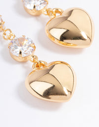 Gold Plated Cubic Zirconia Graduated Puffy Heart Drop Earrings - link has visual effect only