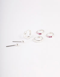 Silver Plated Cubic Zirconia Statement Huggie Earrings Pack - link has visual effect only