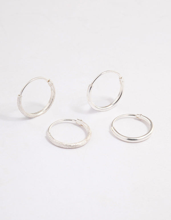 Sterling Silver Glitter Hoop Earring Pack