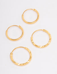 Gold Plated Sterling Silver Spiral Hoop Earring Pack - link has visual effect only