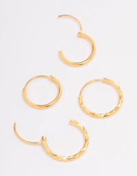 Gold Plated Sterling Silver Spiral Hoop Earring Pack - link has visual effect only