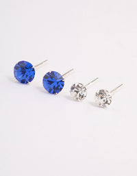 Sterling Silver Diamante Stud Earring Pack - link has visual effect only