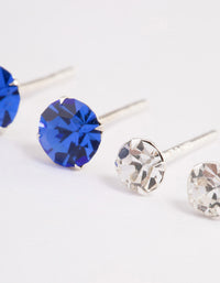 Sterling Silver Diamante Stud Earring Pack - link has visual effect only