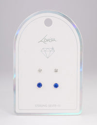 Sterling Silver Diamante Stud Earring Pack - link has visual effect only