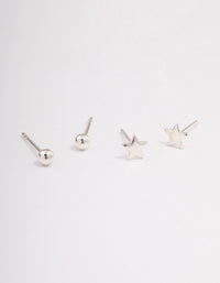 Sterling Silver Solid Star Stud Earring Pack - link has visual effect only