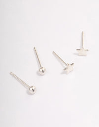 Sterling Silver Solid Star Stud Earring Pack - link has visual effect only