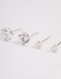 Sterling Silver Diamante Heart Stud Earring Pack - link has visual effect only