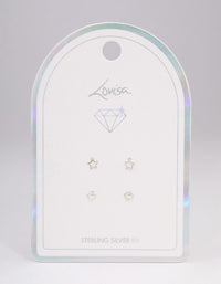 Sterling Silver Cut Out Star & Heart Earring Pack - link has visual effect only