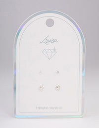 Sterling Silver Cut Out Heart Stud Earring Pack - link has visual effect only