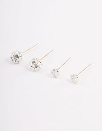 Sterling Silver Diamante & Ball Stud Earring Pack - link has visual effect only