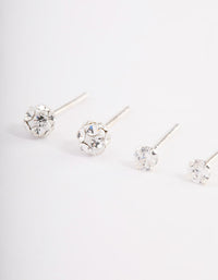 Sterling Silver Diamante & Ball Stud Earring Pack - link has visual effect only