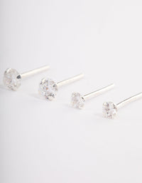 Sterling Silver Double Diamante Stud Earring Pack - link has visual effect only