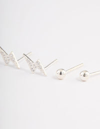 Sterling Silver Diamante Lightning Bolt Earring Pack - link has visual effect only