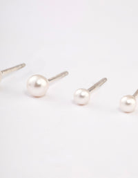 Sterling Silver Pearl Stud Earring Pack - link has visual effect only