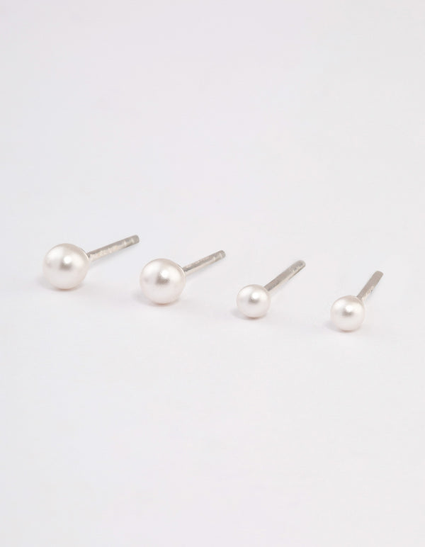 Sterling Silver Pearl Stud Earring Pack