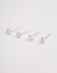 Sterling Silver Diamante & Triangle Stud Earring Pack - link has visual effect only