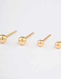 Gold Plated Sterling Silver Plain Stud Earring Pack - link has visual effect only